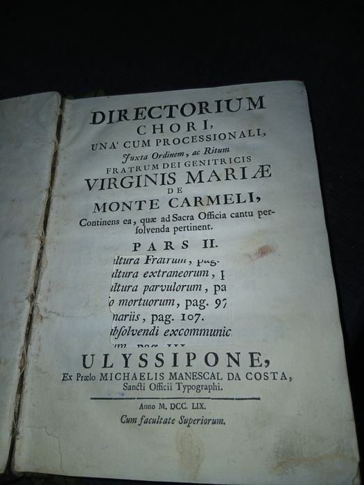 Antigo Livro Religioso Em Latim Ano 1759