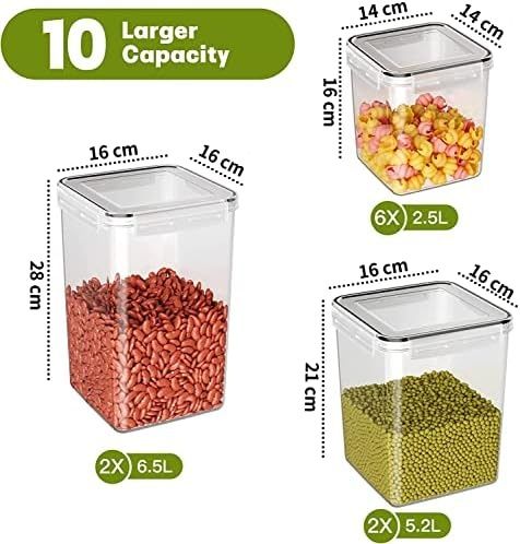 Zestaw pojemników na żywność zamykanych 10sztuk - 2x6,5 2x5,2 6x2,5