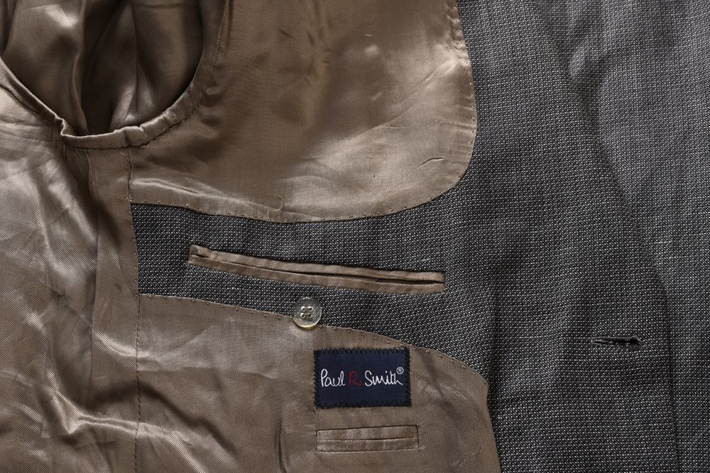 PAUL SMITH klasyczna brązowa marynarka męska w melanżu wełna len r. 56