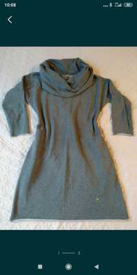 Fajna szara dzianinowa ciepła sukienka tunika ciążowa S/M