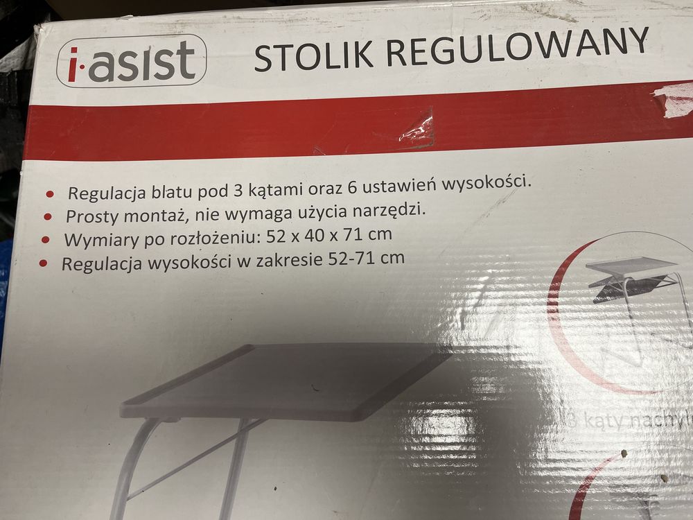 Skladany bialy  stolik do kanapy  reguluwsana wysokosc