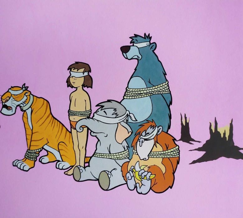 Banksy reprodukcja grafika " Jungle" certyfikat