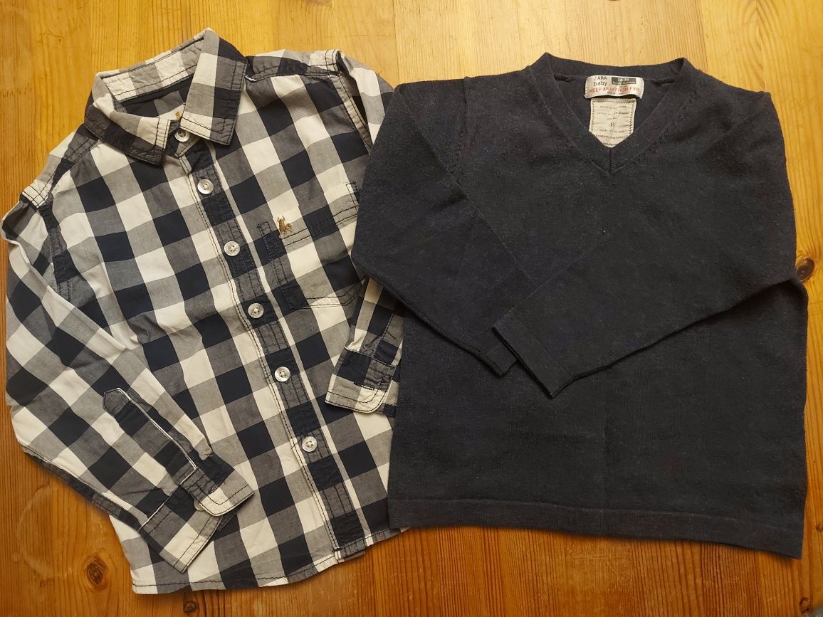 Zestaw koszula i sweterek 2-3 lata, 24-36 miesięcy, 94cm Zara Baby i R