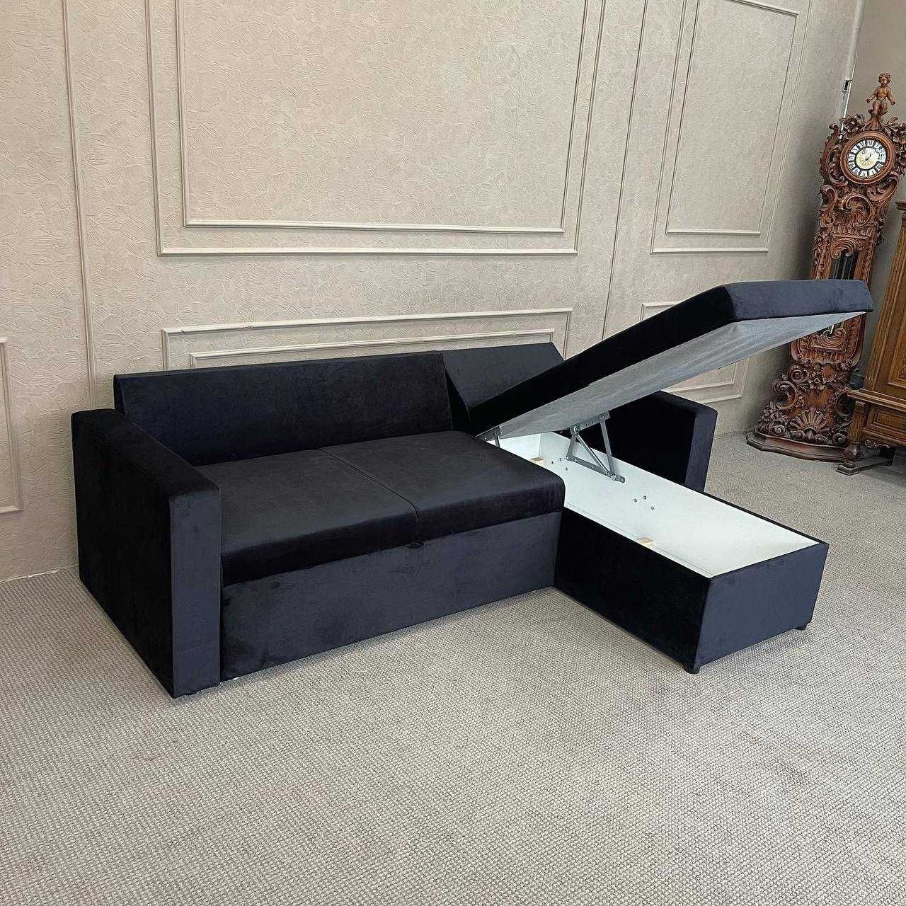 Новий велюровий розкладний диван з нішею