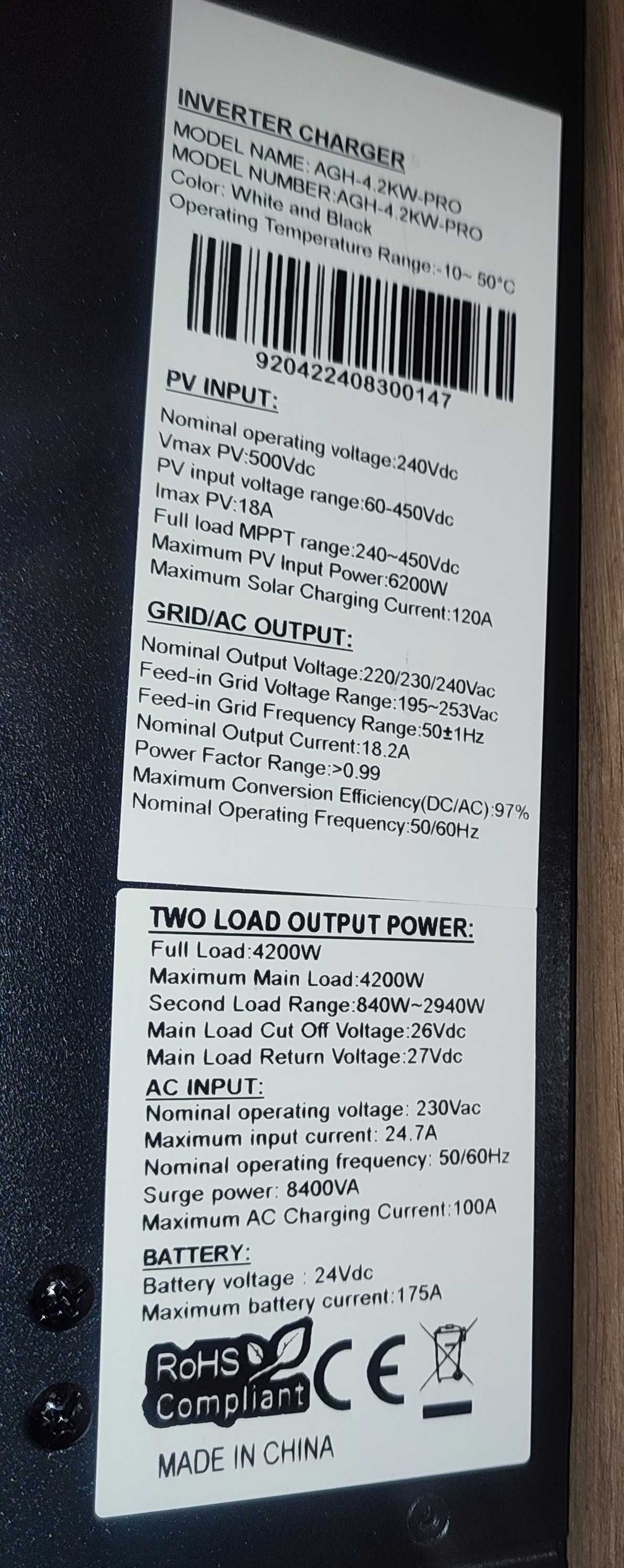 Falownik Hybrydowy  OFF GRID AGH 4.2 kW PRO  24VDC