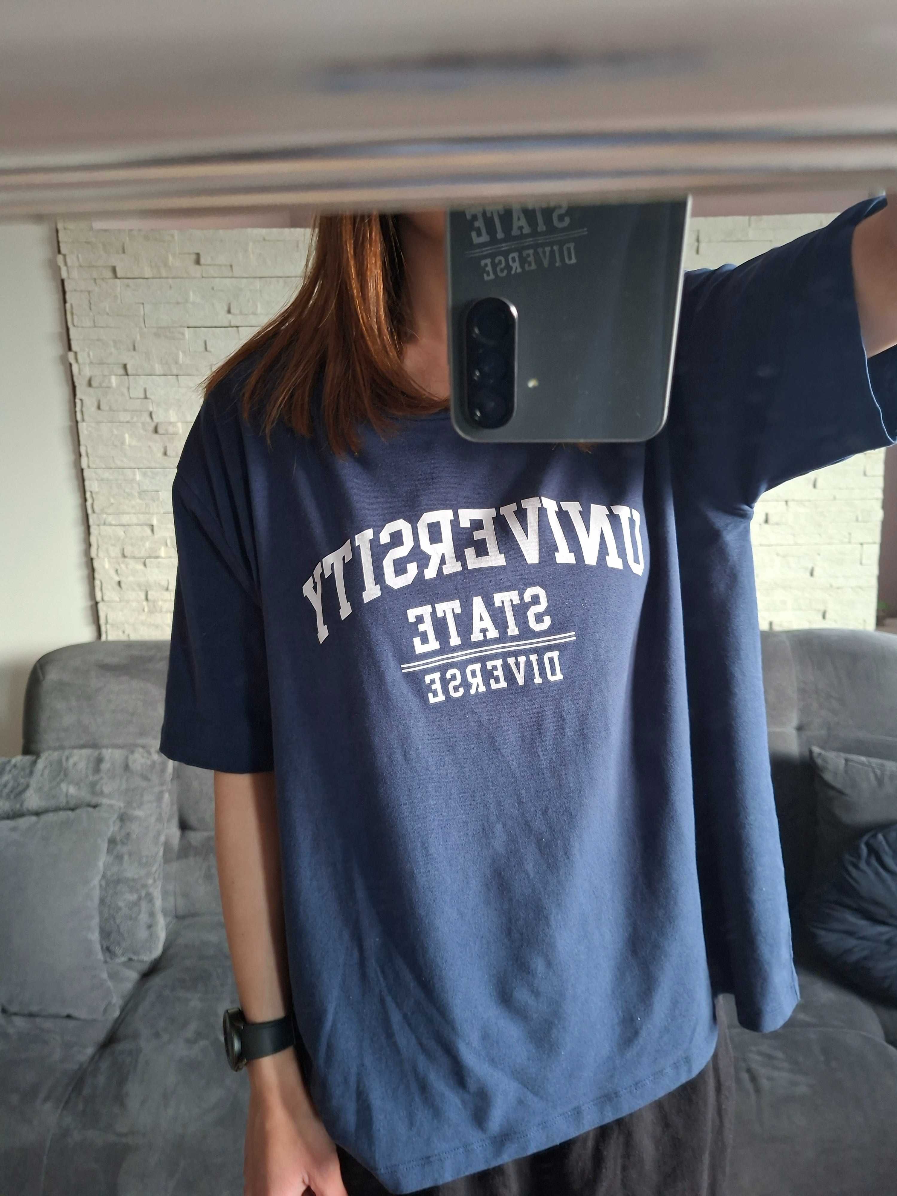 T-shirt granatowy oversize s