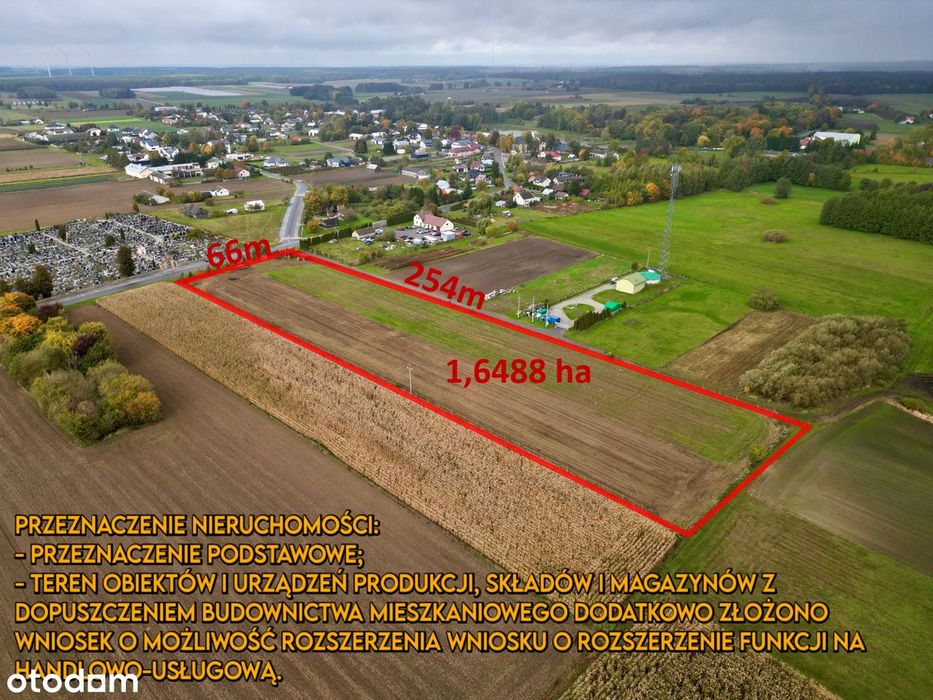 Huszlew/działka inwestycyjna/powierzchnia 1, 648 ha