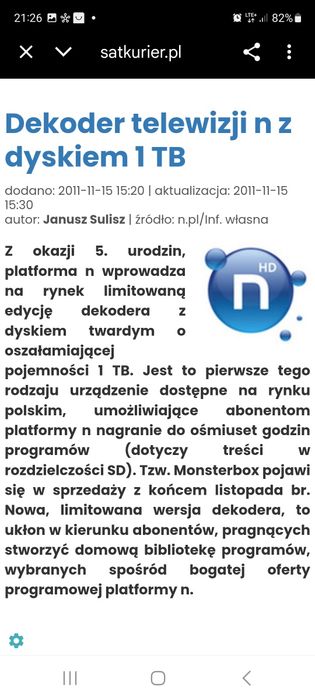 Dekoder nbox HDTV rekorder ,Dysk 1TB NOWY OKAZJA!