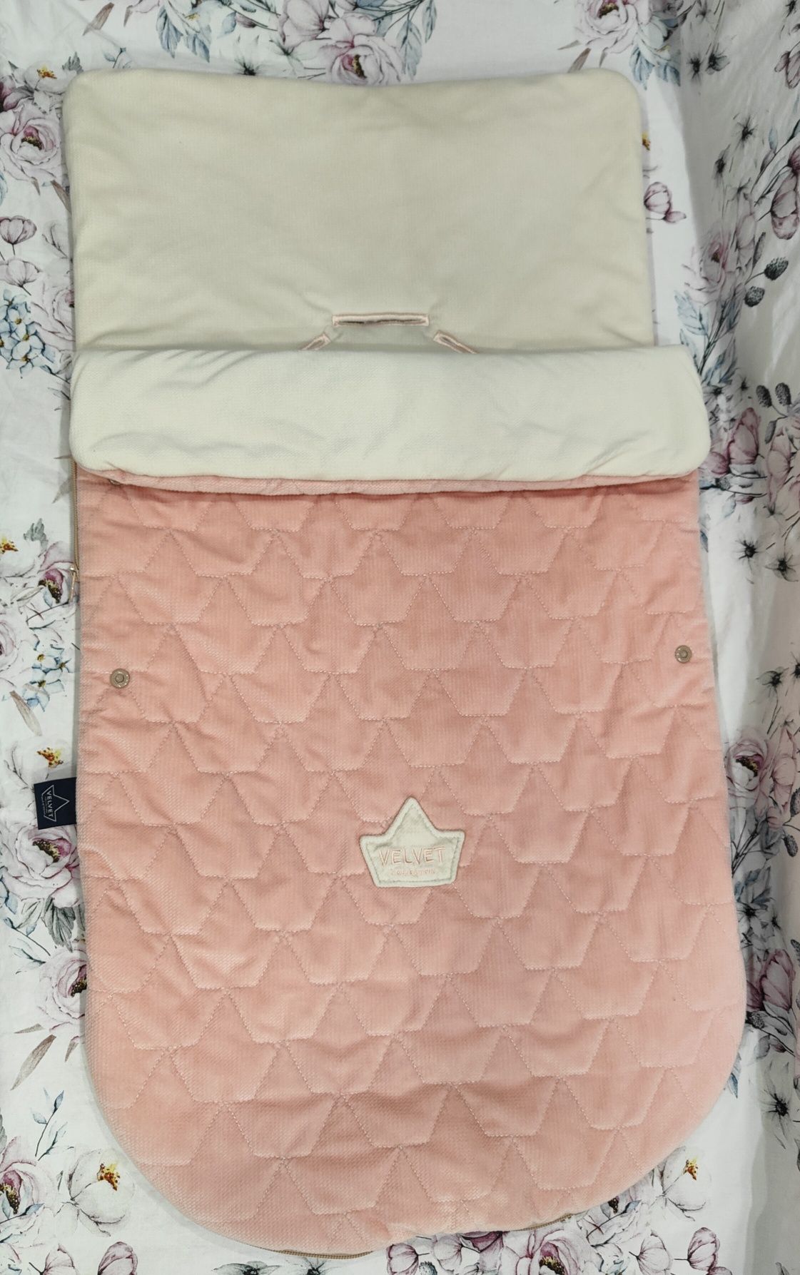 LA MILLOU Śpiworek do wózka S Powder Pink Bright & Rafaello VELVET col
