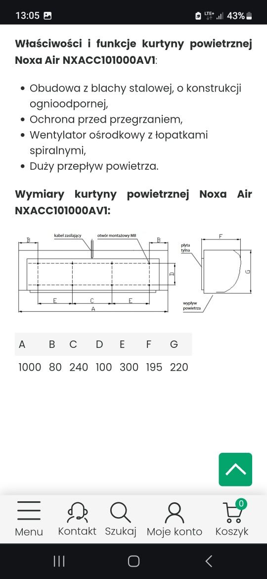 Kurtyna powietrzna NOXA - sprzedam