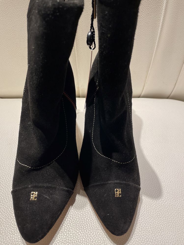 Carolina Herrera botas camurça preta tamanho 41 novas com etiqueta