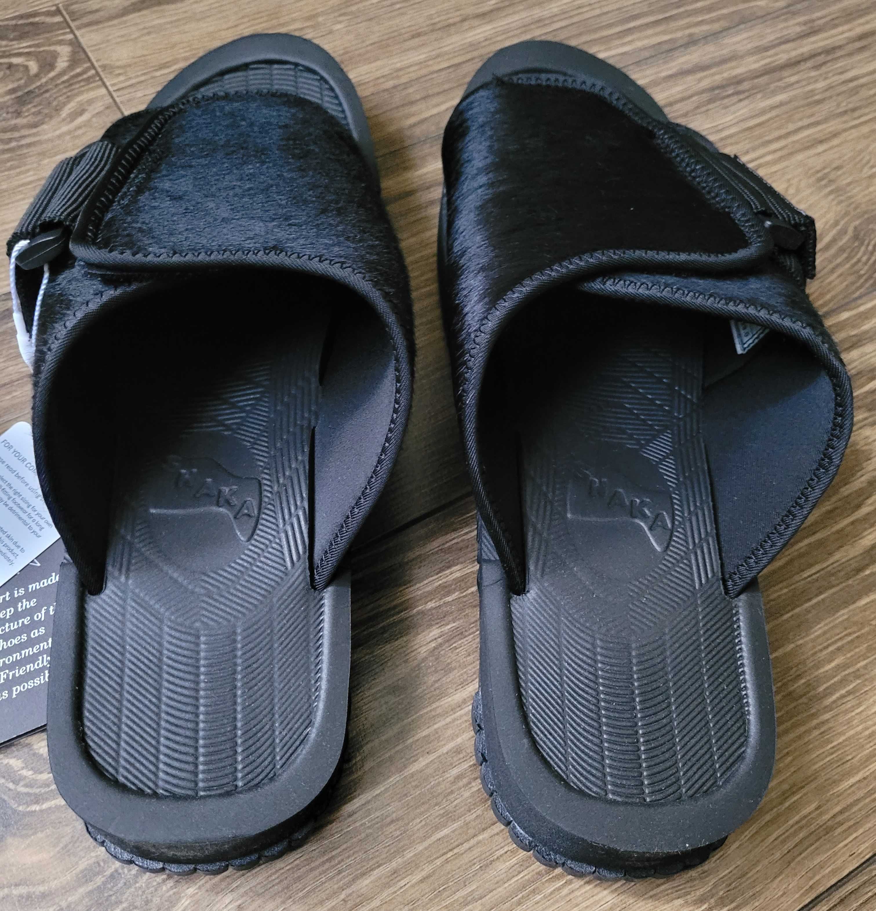 buty sandały klapki Shaka X - packer 45 UK 10 czarne krowie włosie