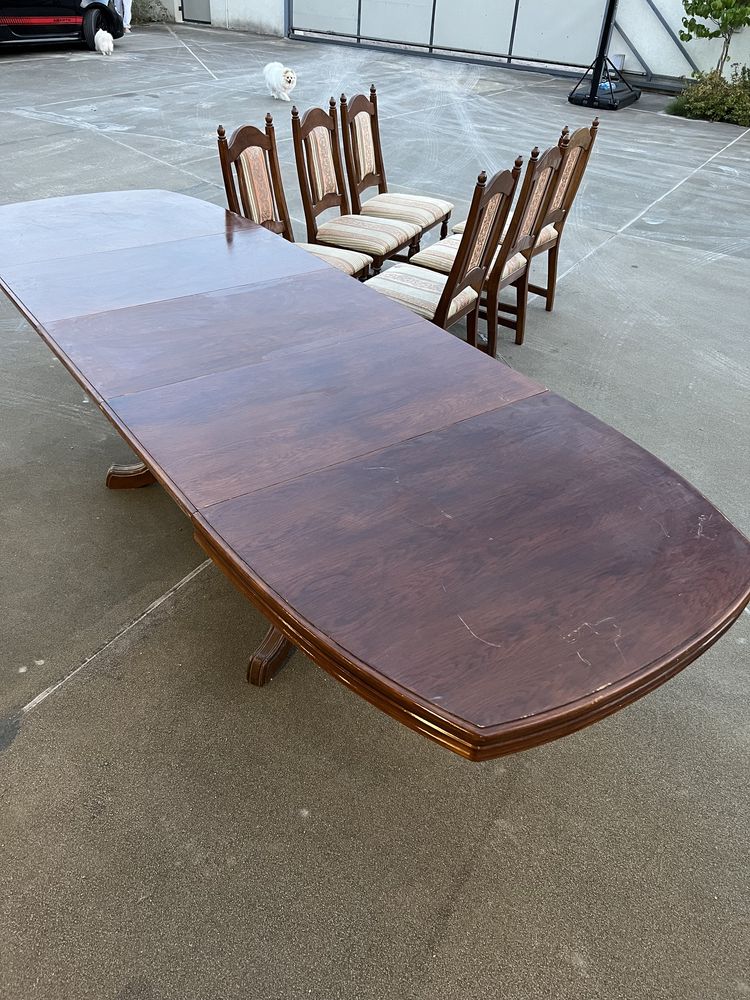 Zestaw stół i ława rozkładana + krzesła