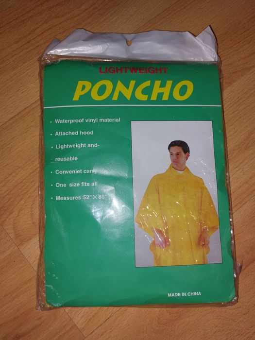 NOWE Poncho przeciwdeszczowe żółte