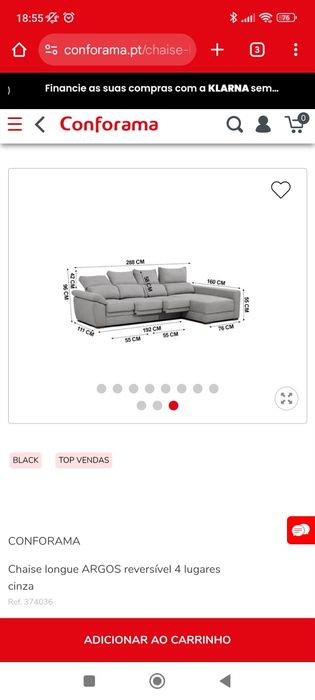 Sofá Argos do Conforama