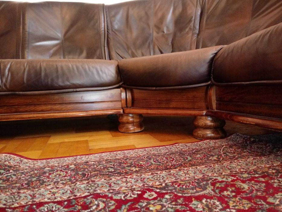 Elegancki narożnik skórzany 7-osobowy