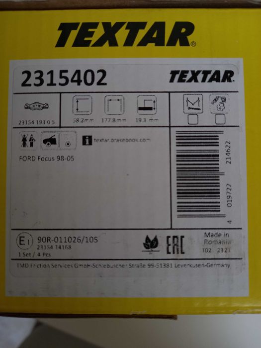 Pastilhas de travão Textar