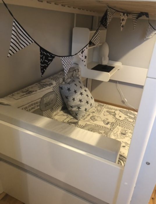 Flexa łóżko piętrowe biurko materace białe skandynawskie