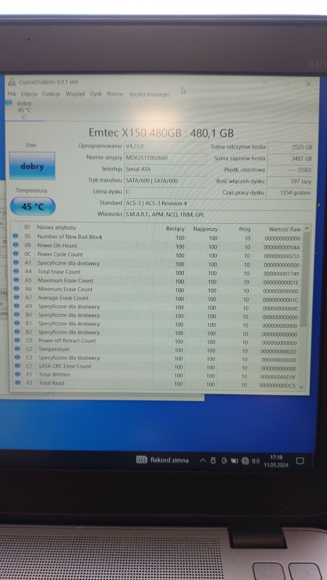 HP Elitebook 840 G2/I7/12Gb/480Gb SSD/FHD/Win10 pro+stacja i zasilacz
