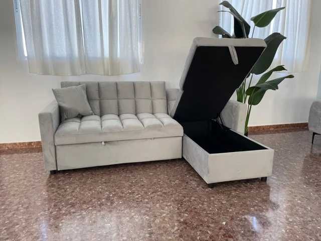 Sofá-cama novo com chaise longue - OFERTA ESPECIAL