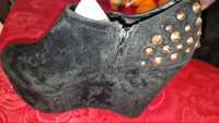Nowe czarne damskie buty zamszowe na koturnie KAYLA SHOES