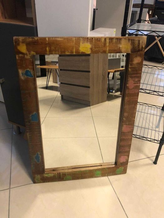 Lustro drewniane Vintage Drewno z odzysku 70x50cm Ręcznie wykonane