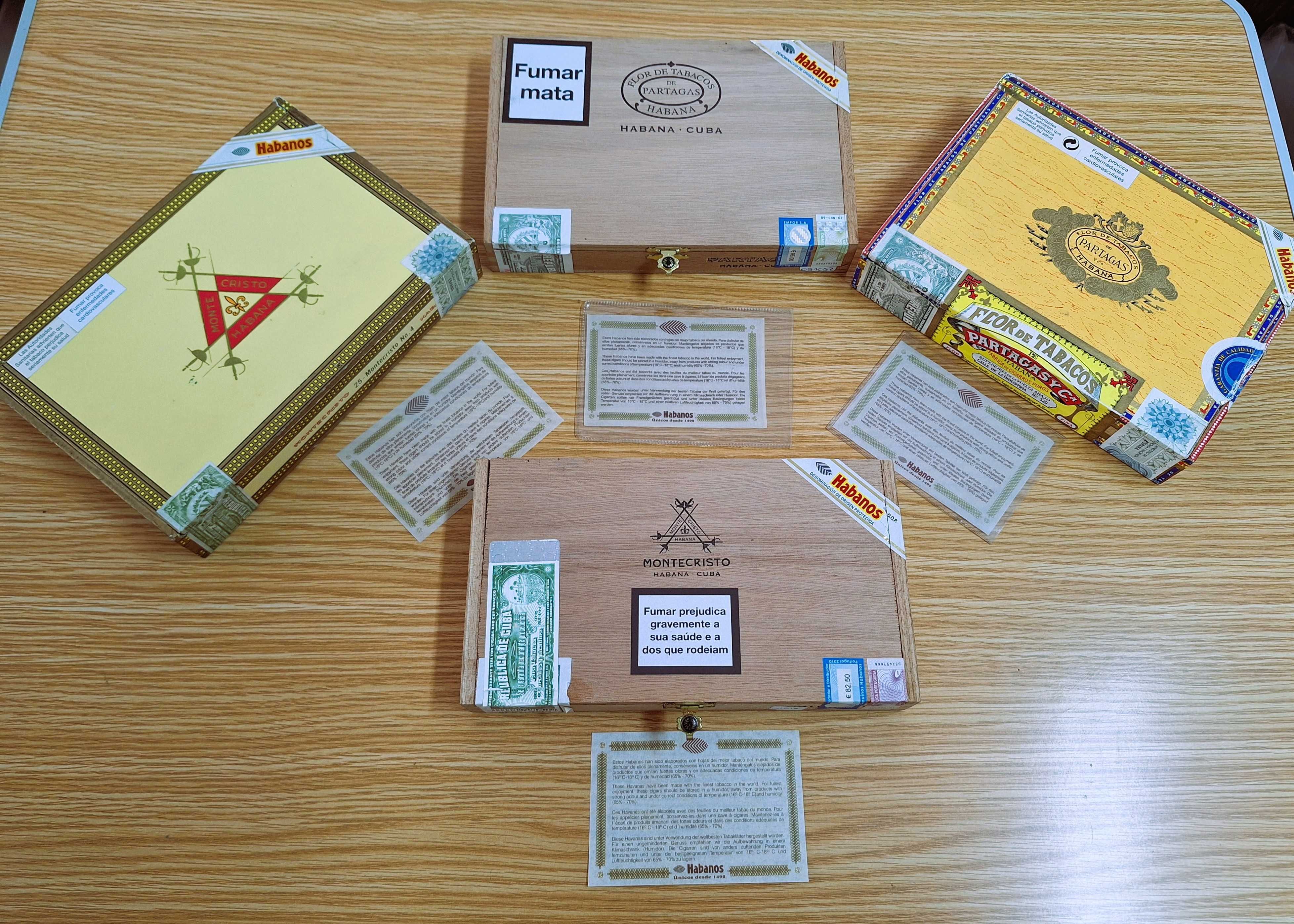 Lote de 4 Caixas de Charutos Vazias-Partagas e MonteCristo