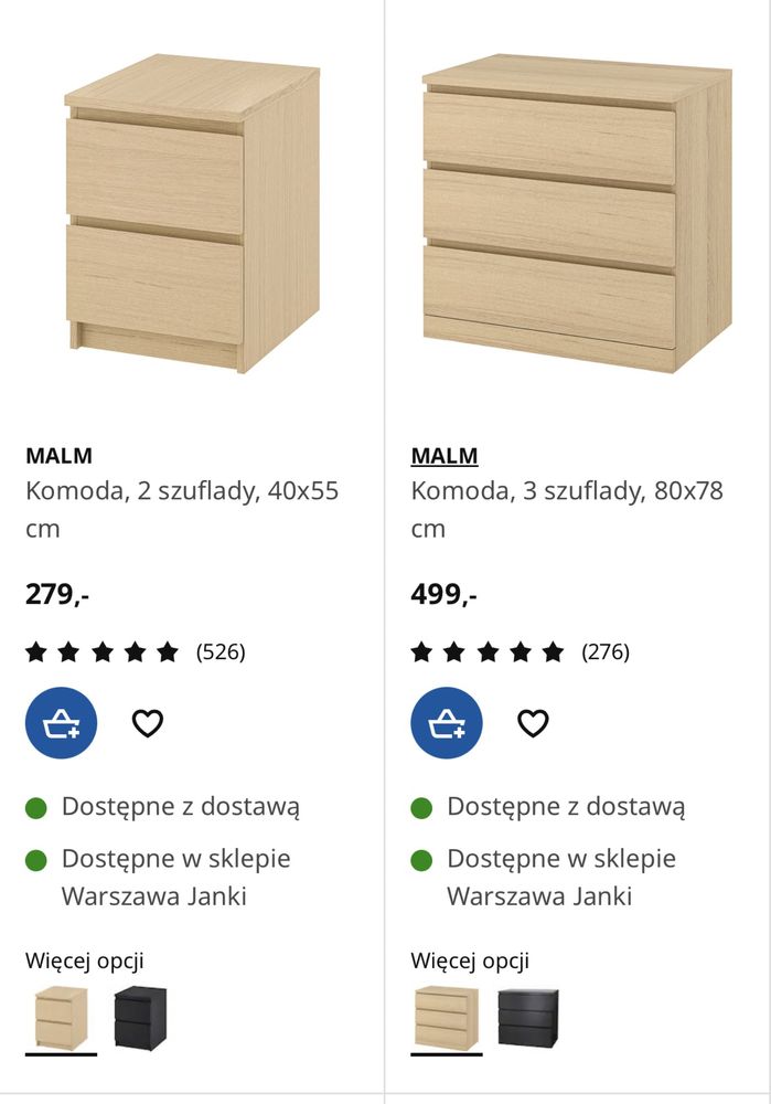 Komoda MALM Ikea zestaw