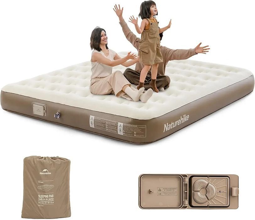 Materac trzyosobowy samopompujący Naturehike 200x180x25cm pompka USB