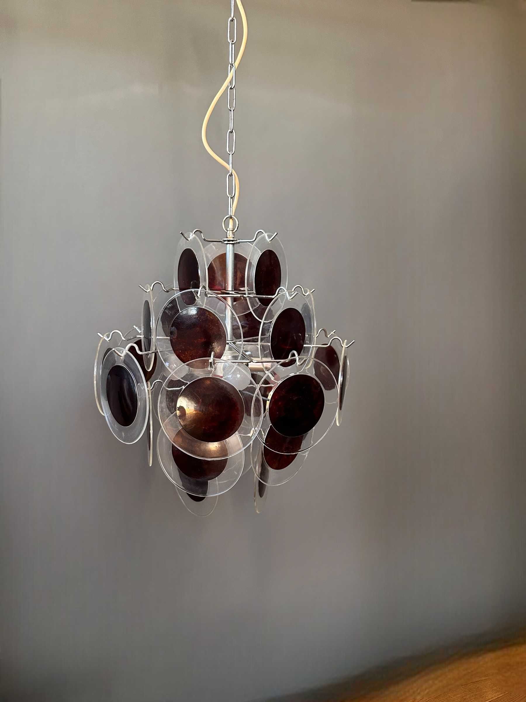 Wisząca lampa w stylu Gino Vistosi akrylowe dyski Space Age