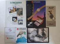 5 Catálogos / Folhetos de Relógios Citizen, Longines, Tissot - vintage