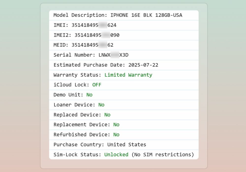 iPhone 16e 128GB Black (A3212) АКБ 100% / USA НЕВЕРЛОК айфон