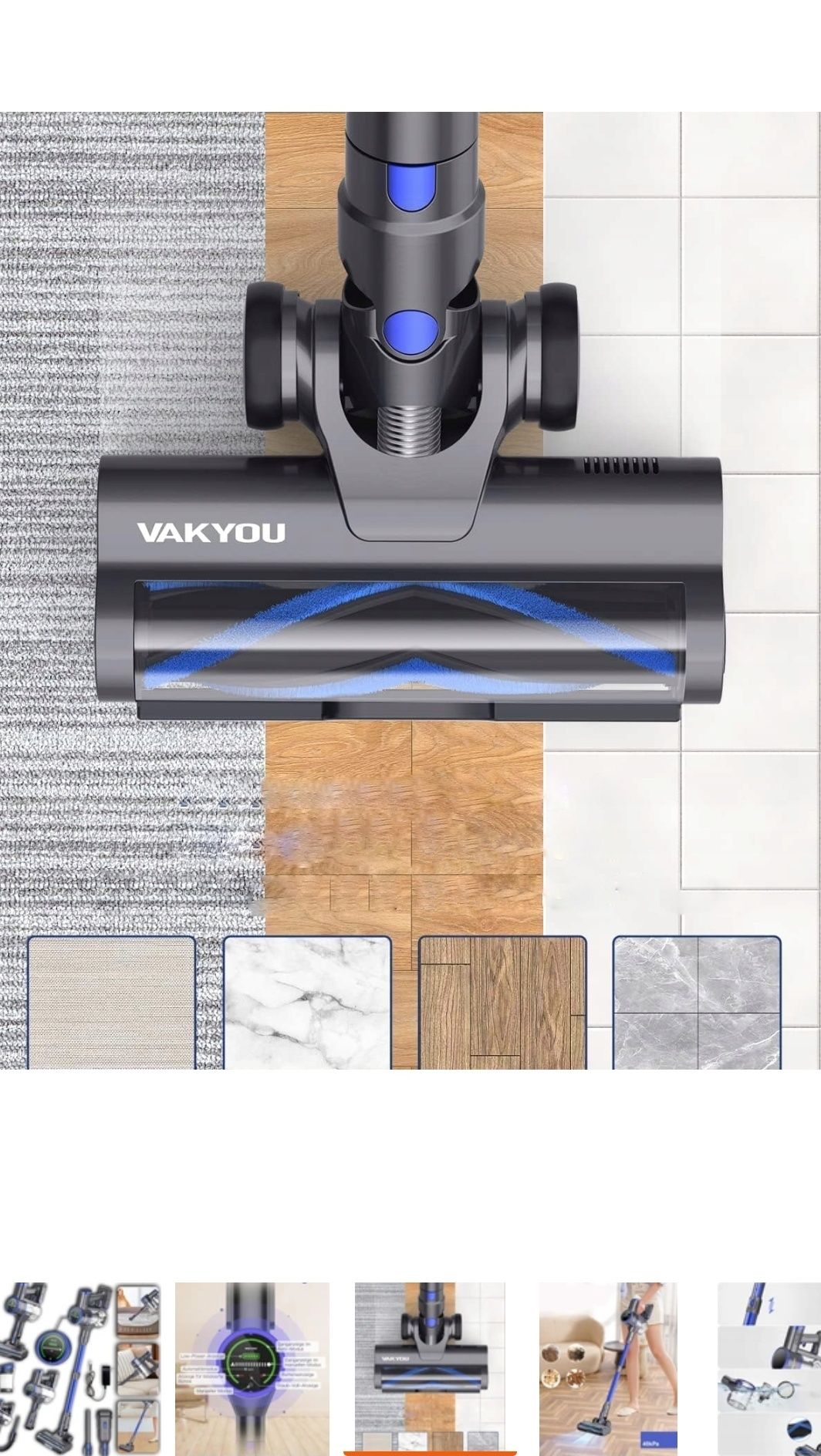 Odkurzacz Pionowy bezworkowy 40KPa 500w led Vakyou Pro 6w1