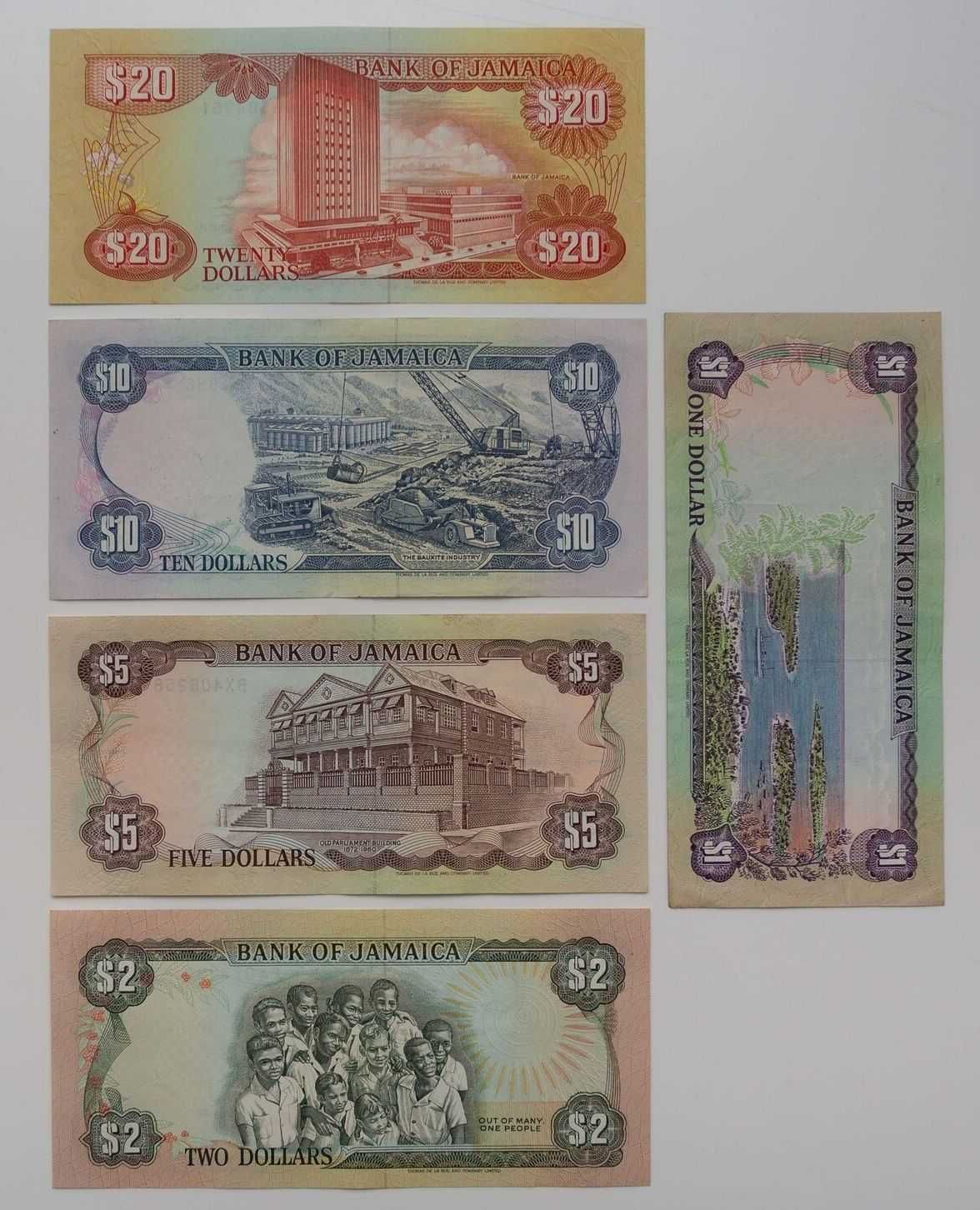 Banknoty Jamajka 1, 2, 5, 10, 20 dolarów - 5 szt.