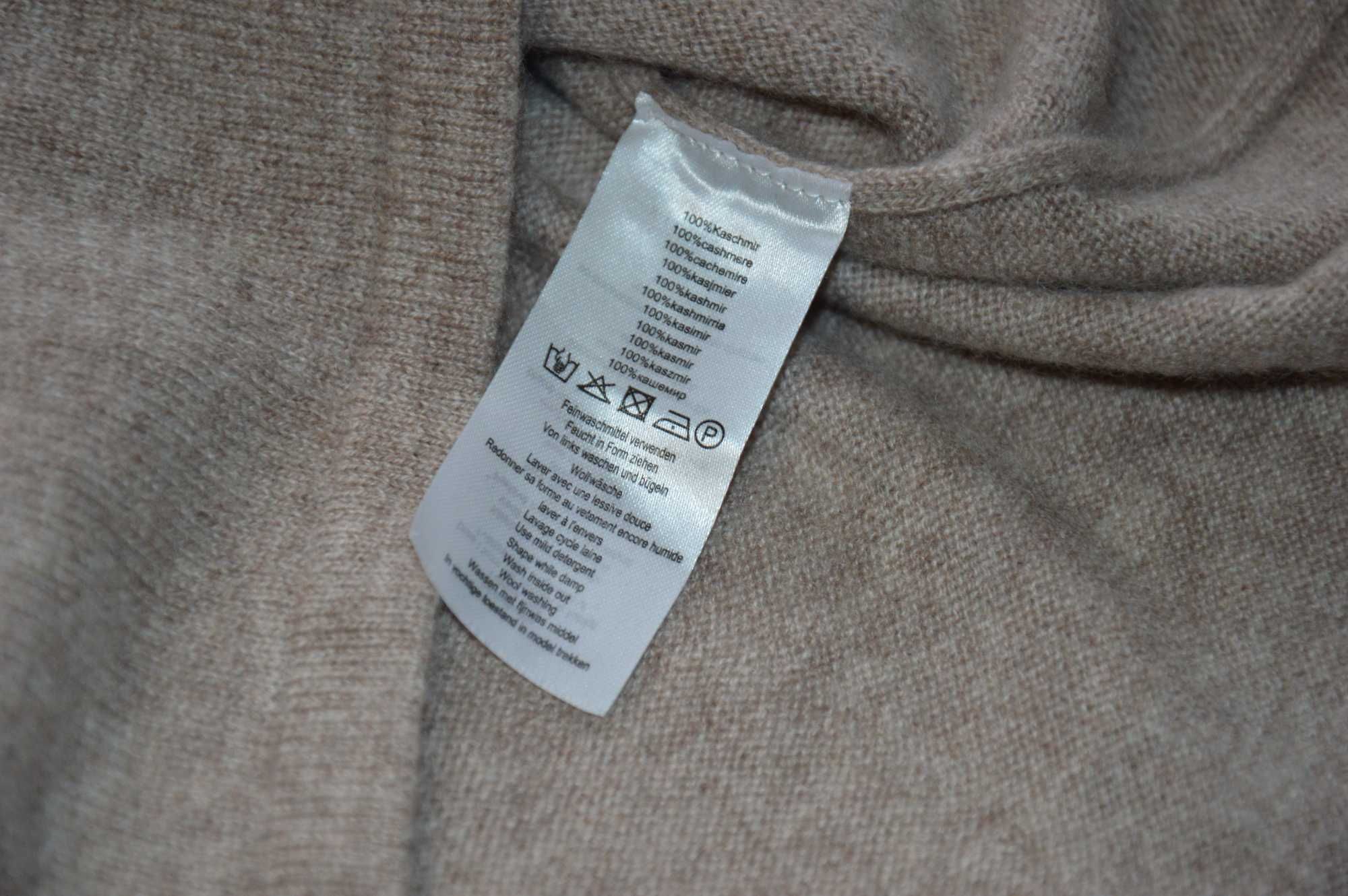 Kaszmirowy sweter z baskinką beżowy Delmod 100% Kashmire
