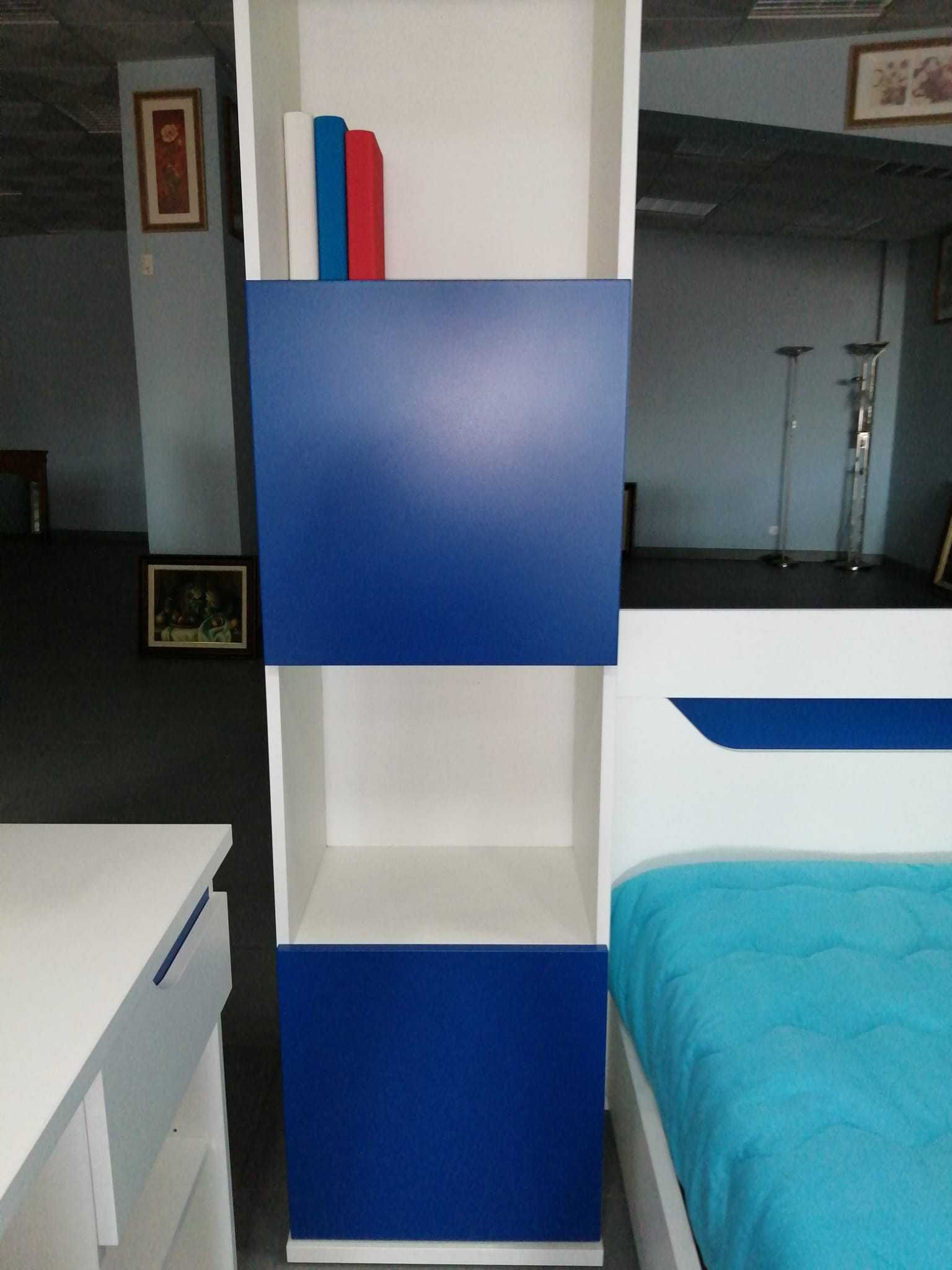 Mobília Quarto solteiro melamina branco/ lacado azul NOVO