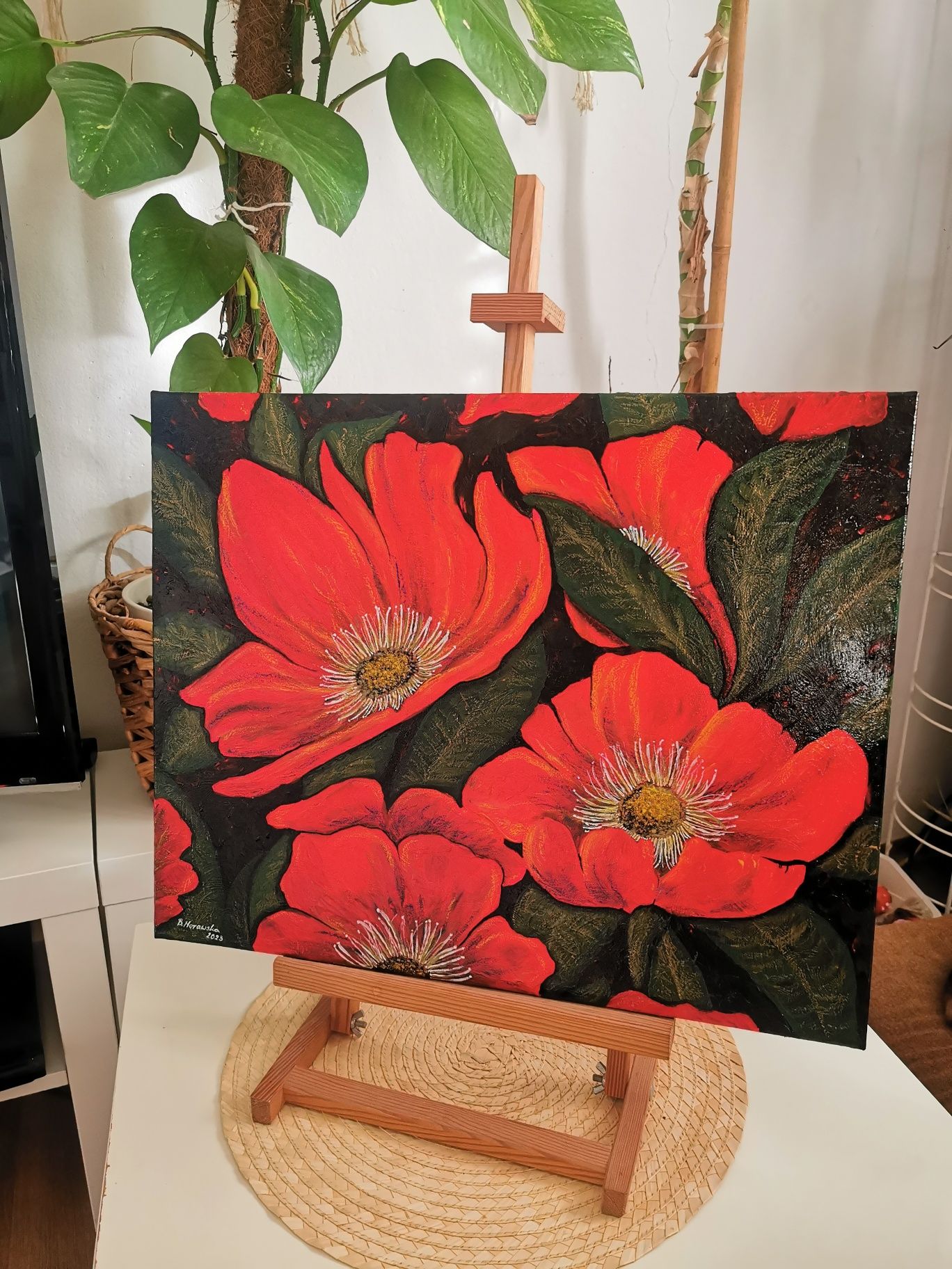 Obraz akryl płótno 50x40 czerwone kwiaty prezent na dzień matki