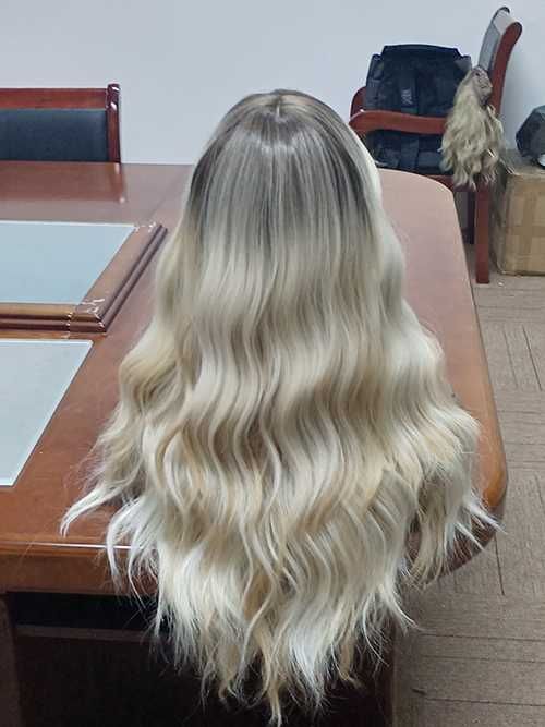 Nowa peruka blond ombre falowane włosy refleksy + czepek
