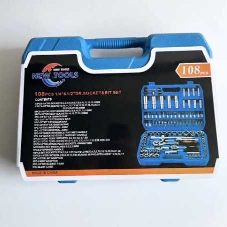 Набір інструментів zhongxin 108 шт — сталь, тріскачки 1/4", 3/8", 1/2"