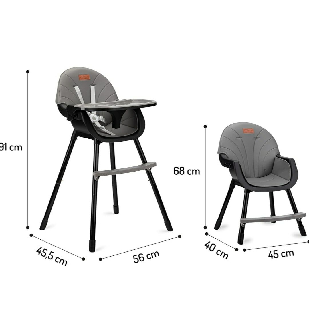 Krzesełko dziecięce Monika Flovi 2w1, czarno-szare