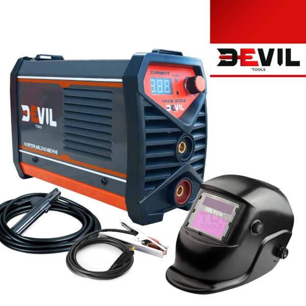 Aparelho Soldar Devil'Tools Inverter MMA 200B + Máscara de Soldar Tols
