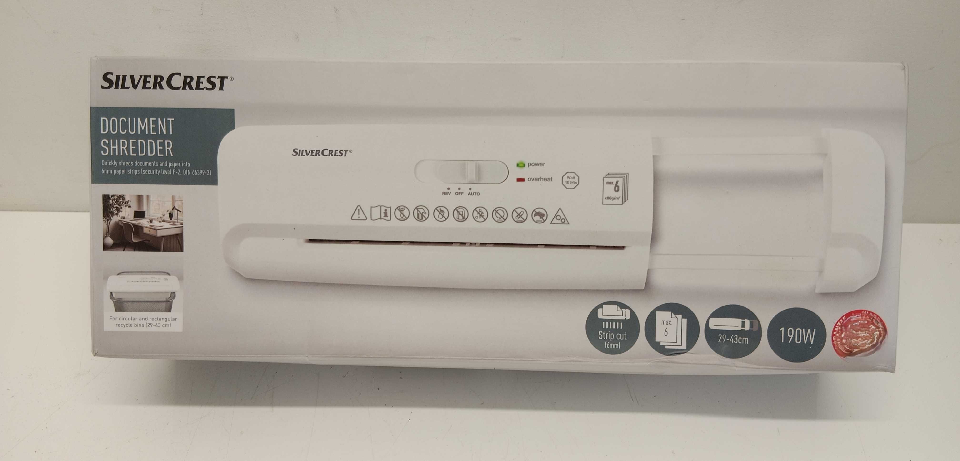 SILVERCREST Niszczarka dokumentów na kosz SAV 190 C2 6 arkuszy A4
