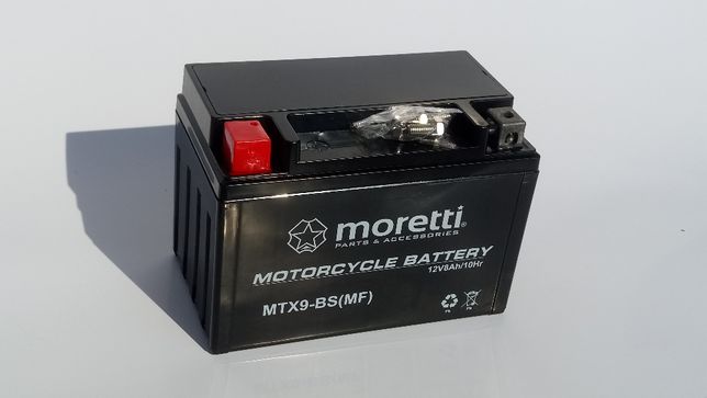 Akumulator motocyklowy żelowy MORETTI 12V MTX9-BS YTX9-BS CBTX9-BS