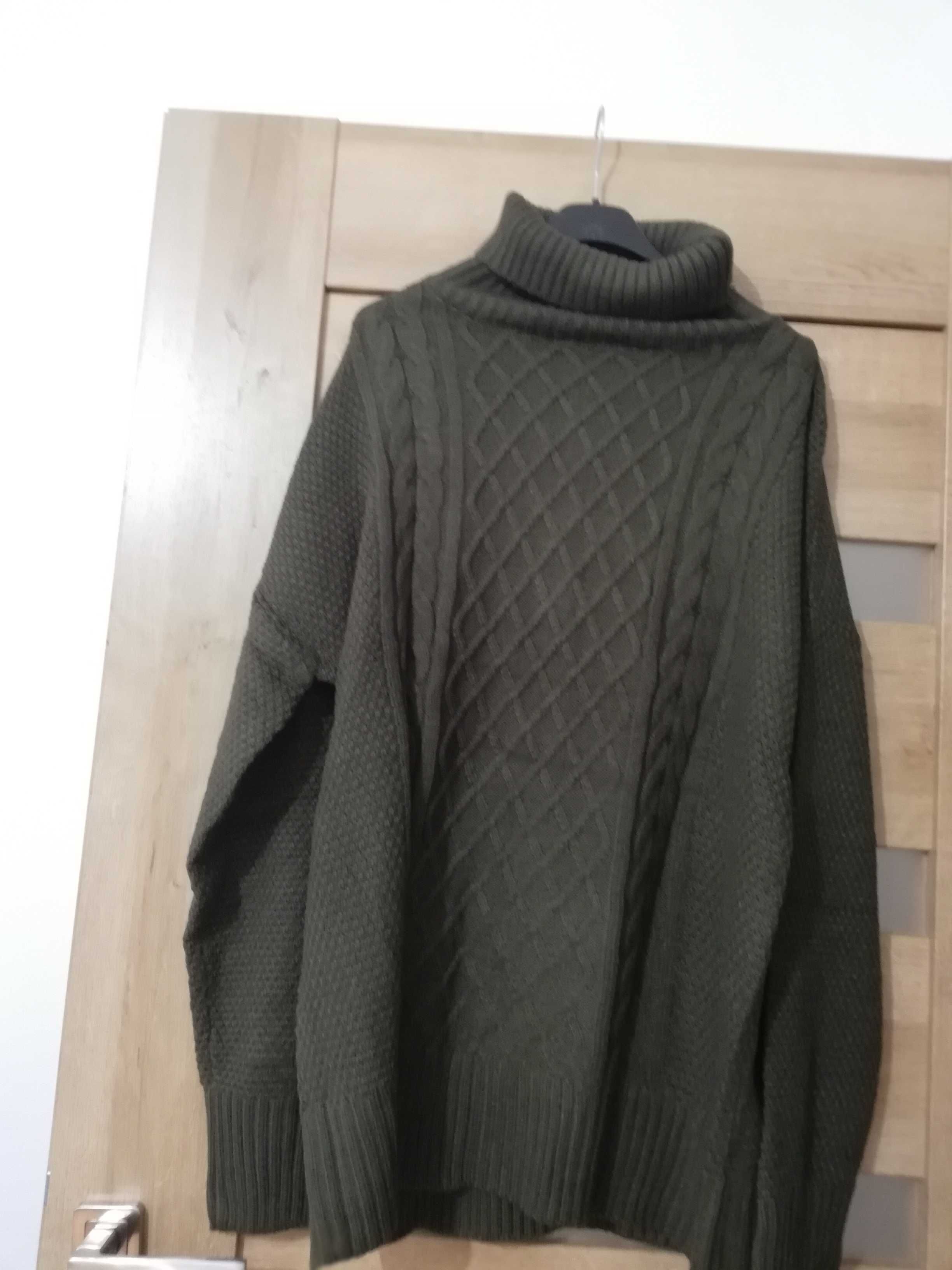 Męski sweter z golfem  Zielony L
