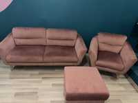 Sofa, fotel i podnóżek