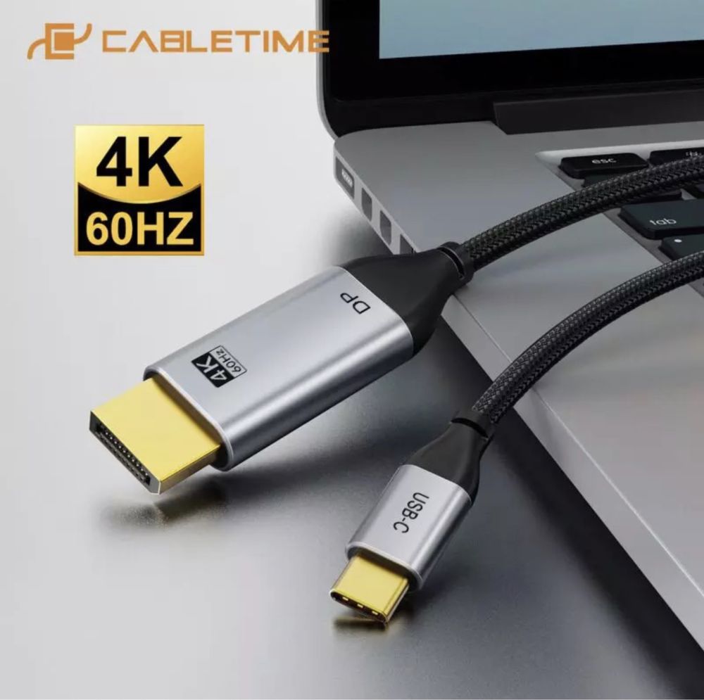 3 метра Кабель Cabletime 4K/60Hz USB Type-C to DisplayPort DP v1.2