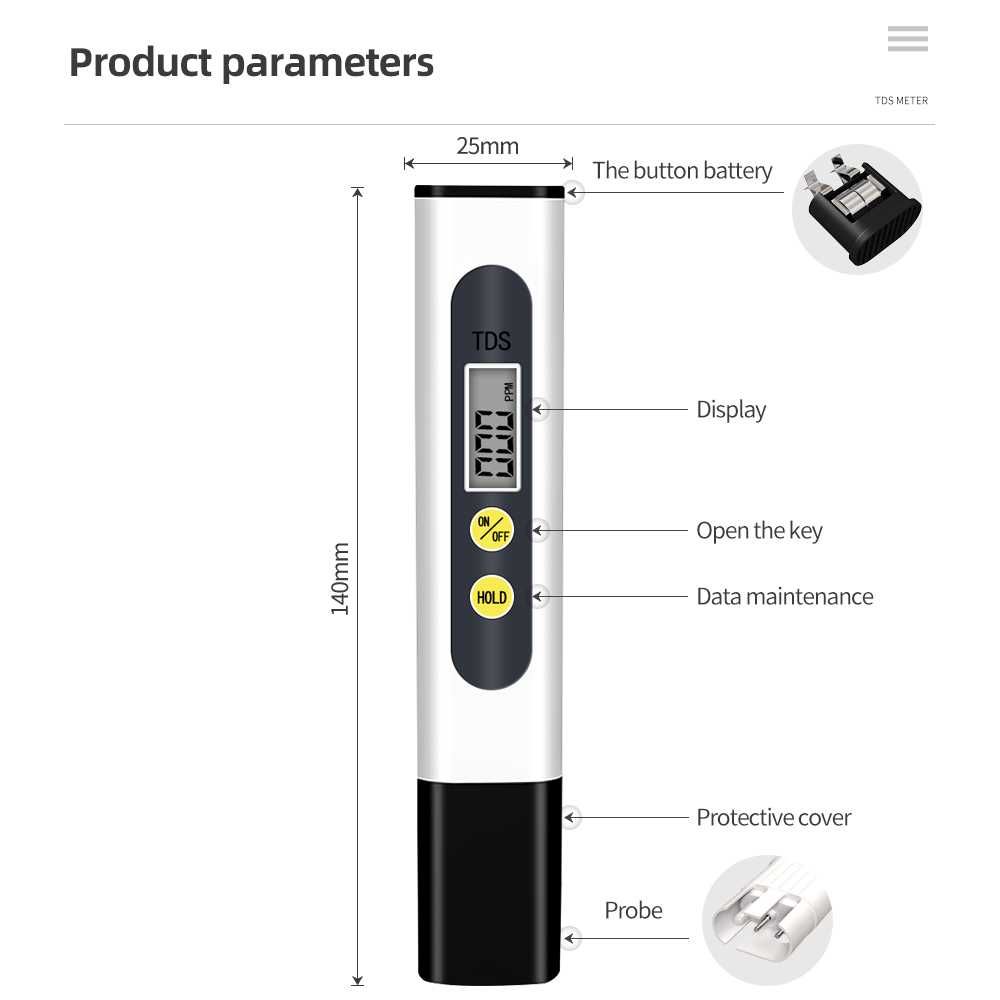 TDS Meter 2 Цифровий тестер води / Тестер якості питної води