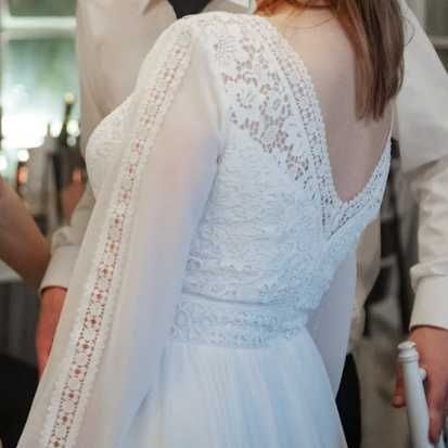 Suknia ślubna muślin 36-38 długi rękaw