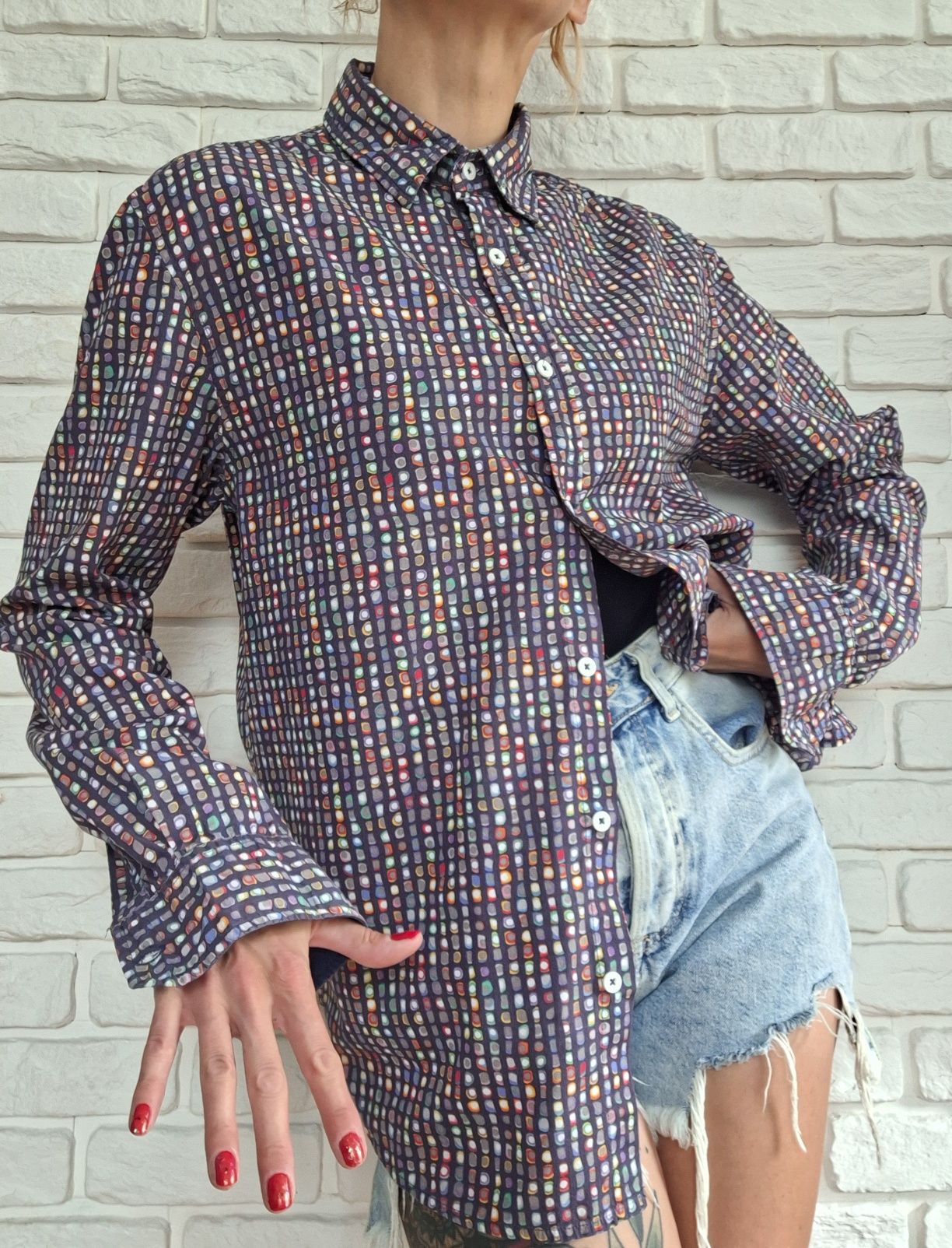 Desigual L Męska Koszula we wzory 100% bawełna Colourfull