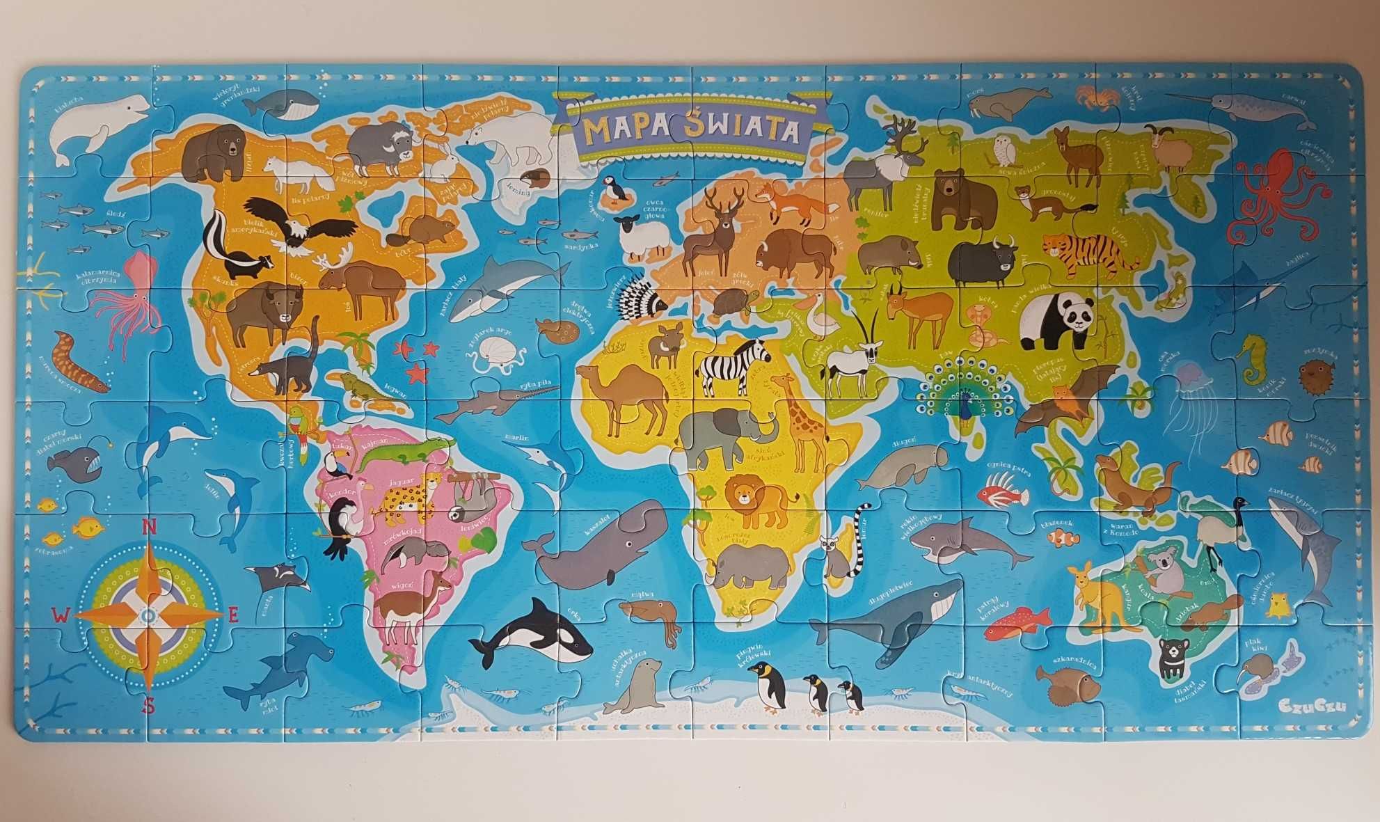 CzuCzu Puzzle Mapa świata zwierzęta